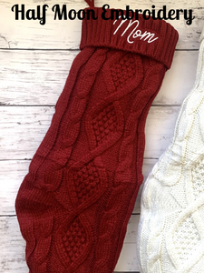 Mom Burgundy Knit Stocking