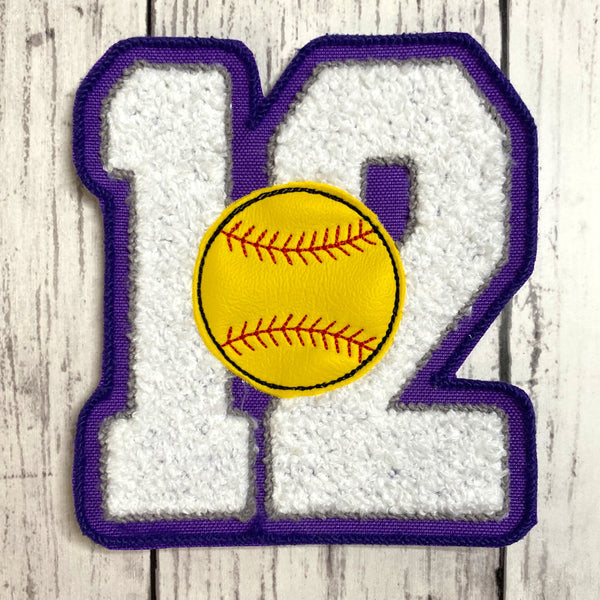 Chenille Jersey Number With Softball Letterman Jacket Patch