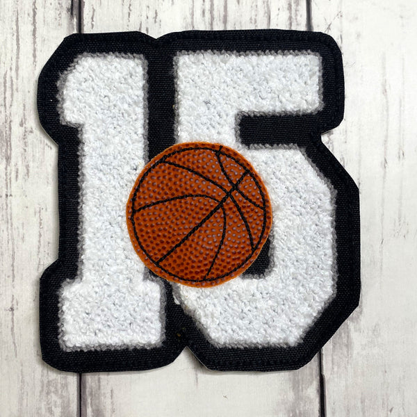 Chenille Jersey Number With Basketball Letterman Jacket Patch