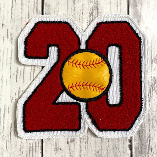 Chenille Jersey Number With Softball Letterman Jacket Patch