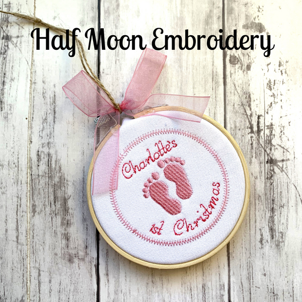 Personalized Baby's First Christmas Ornaments - Pink Footprint