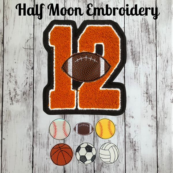 Chenille Jersey Number With Football Letterman Jacket Patch