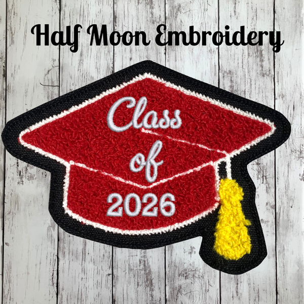 Chenille Graduation Cap and Tassel Letterman Jacket Patch