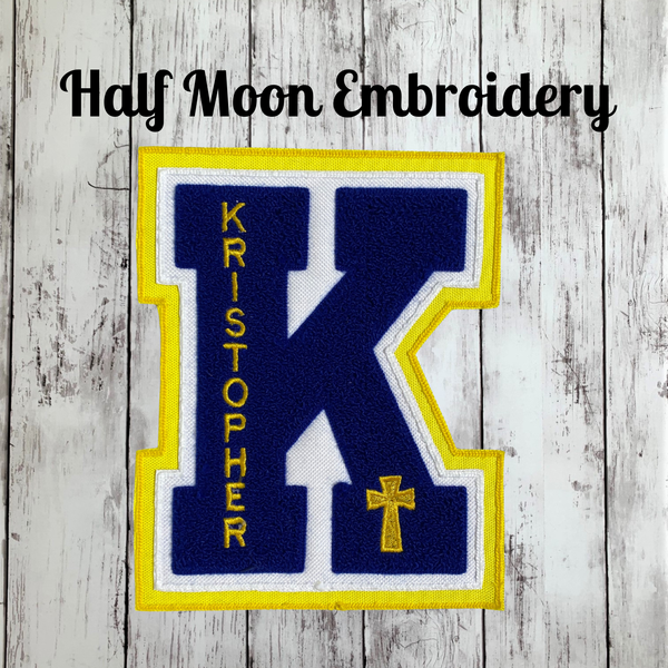 Chenille Varsity Letter With Achievement Patches