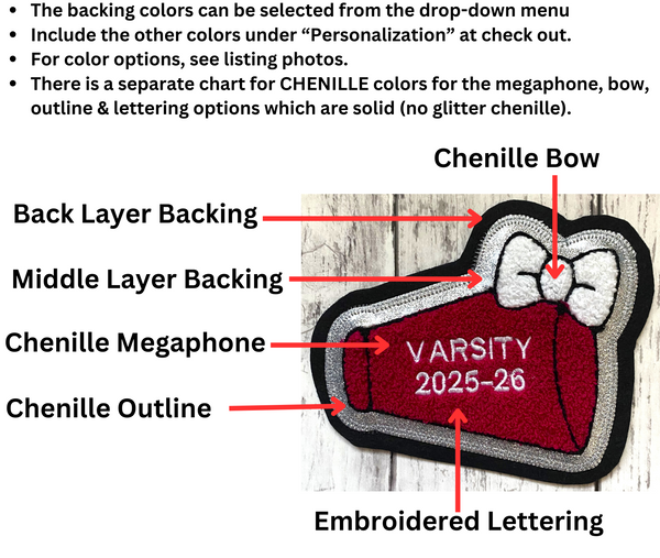 Chenille Cheerleader Letterman Jacket Patch