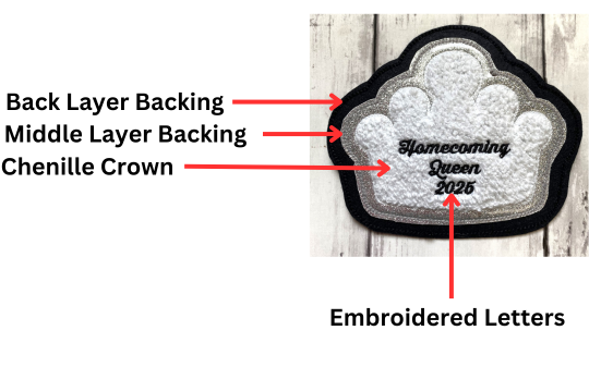 Personalized Chenille Homecoming Queen Letterman Jacket Patch