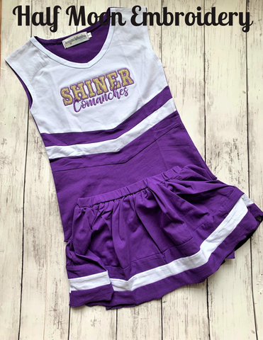 Shiner Comanche Cheer Uniform - Purple & White
