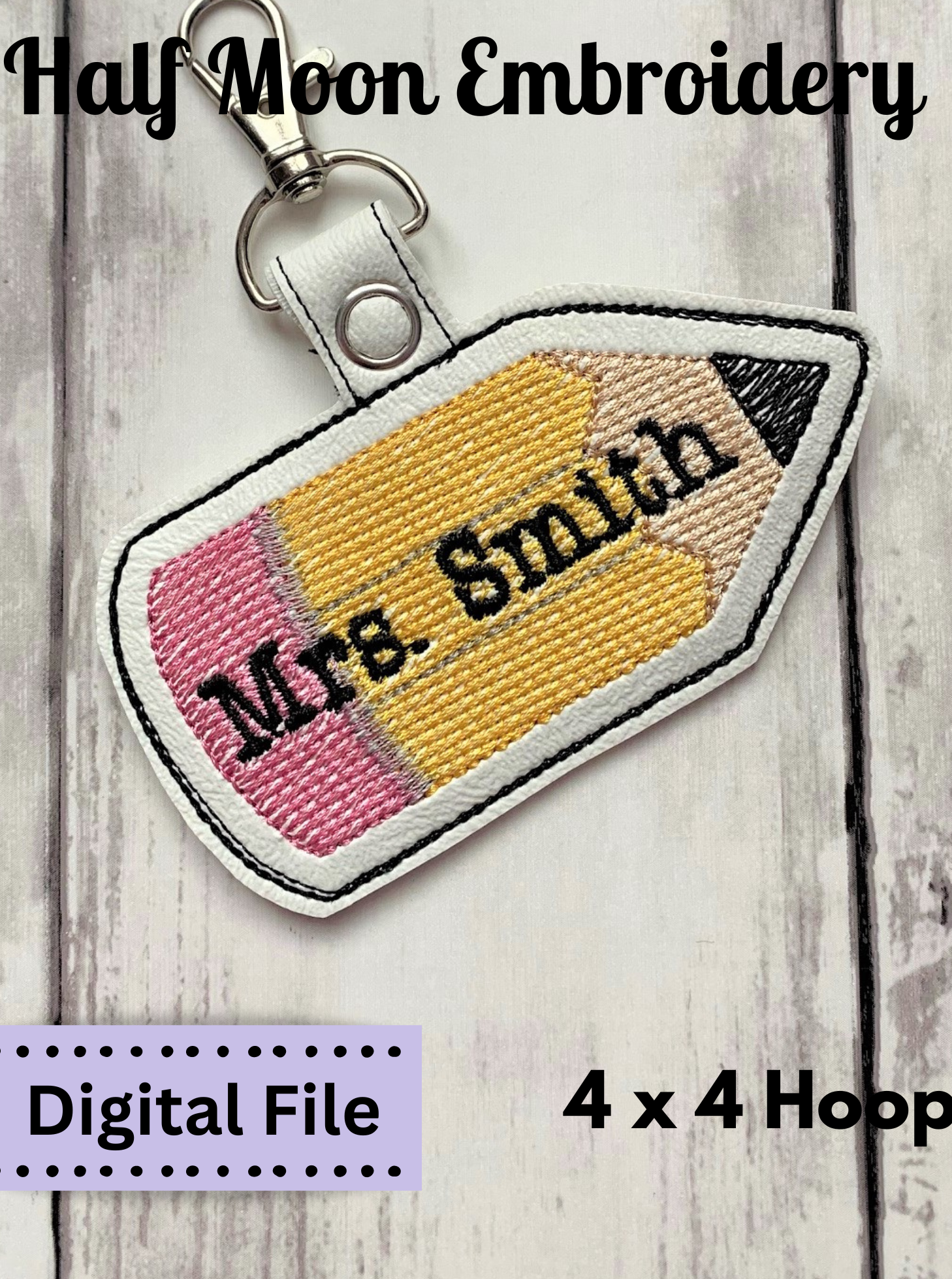 ITH Pencil Snap Tab Embroidery Design