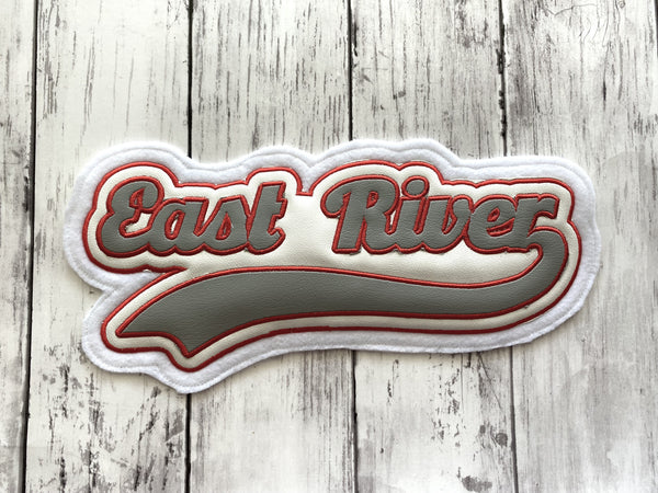 Vinyl Name Letterman Jacket Patch in With Small Tail