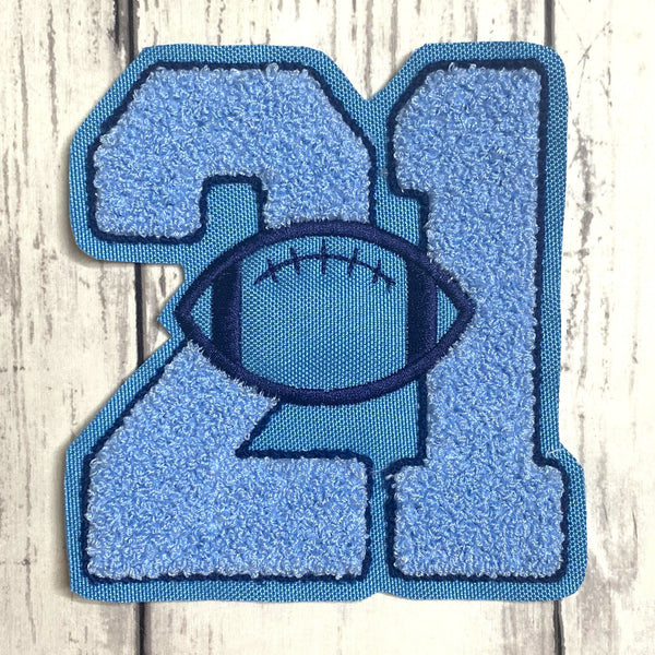 Chenille Jersey Number With Football Letterman Jacket Patch