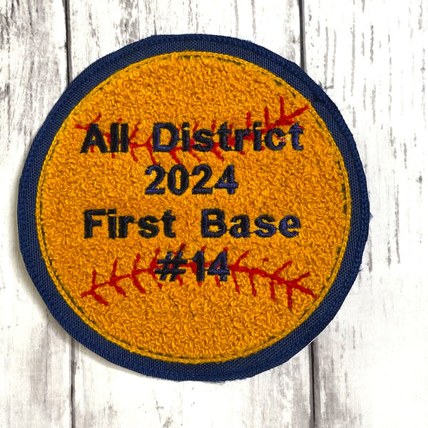 Personalized Chenille Softball Letterman Jacket Patch