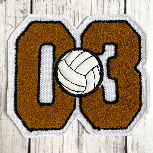 Chenille Jersey Number With Volleyball Letterman Jacket Patch