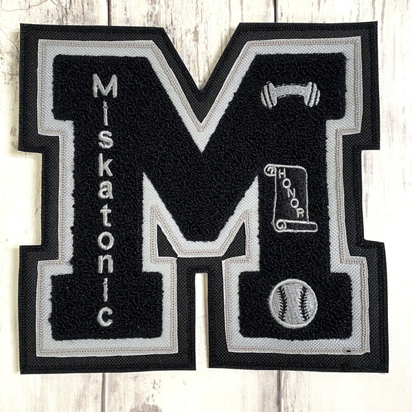 Chenille Varsity Letter With Achievement Patches