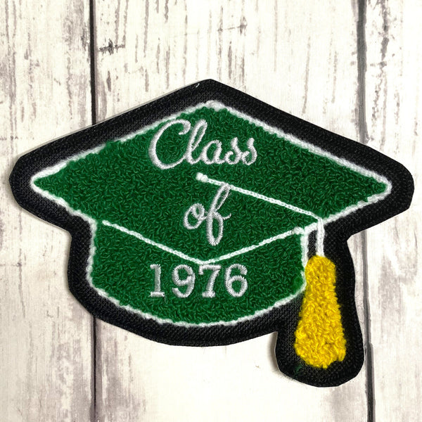 Chenille Graduation Cap and Tassel Letterman Jacket Patch