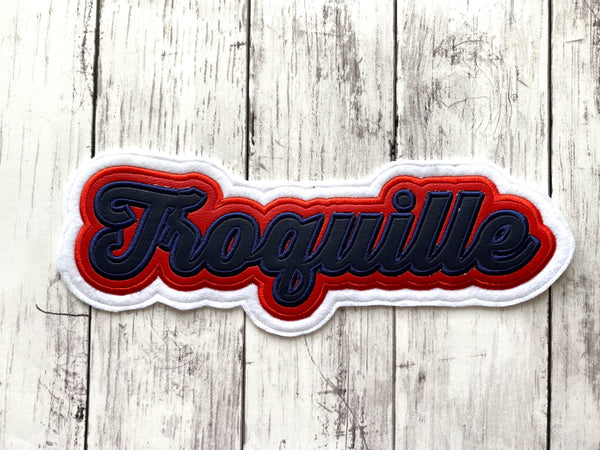 Vinyl Name Letterman Jacket Patch in Script Letters