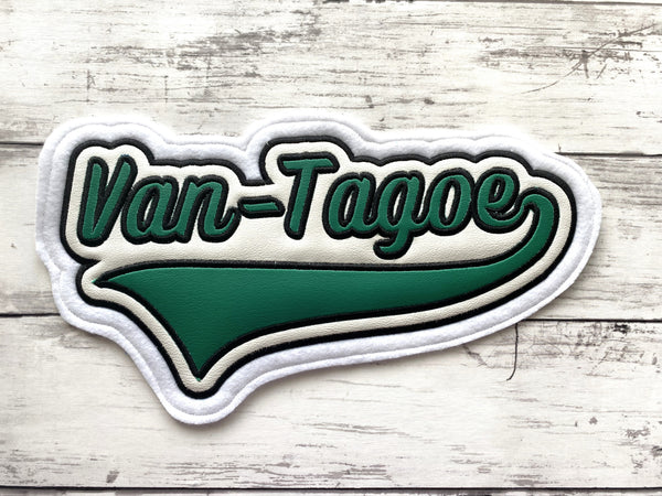 Vinyl Name Letterman Jacket Patch in With Large Tail