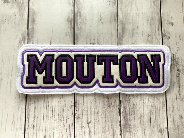 VINYL NAME LETTERMAN JACKET PATCH IN VARSITY COLLEGE