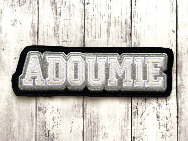 VINYL NAME LETTERMAN JACKET PATCH IN VARSITY COLLEGE