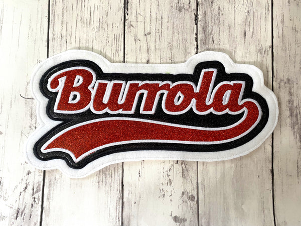Vinyl Name Letterman Jacket Patch in With Small Tail