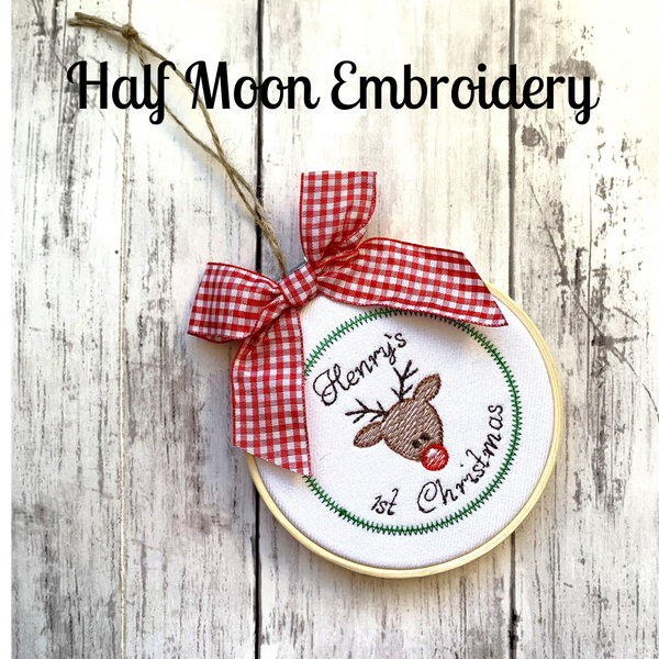 Personalized Baby's First Christmas Ornaments - Reindeer