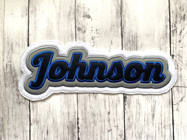 Vinyl Name Letterman Jacket Patch in Script Letters