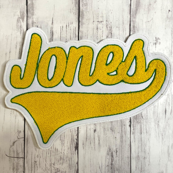 Chenille Name Letterman Jacket Patch with Tail