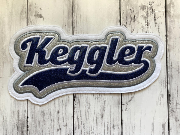 Vinyl Name Letterman Jacket Patch in With Small Tail