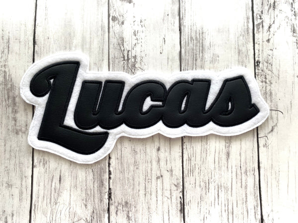 Vinyl Name Letterman Jacket Patch in Script Letters