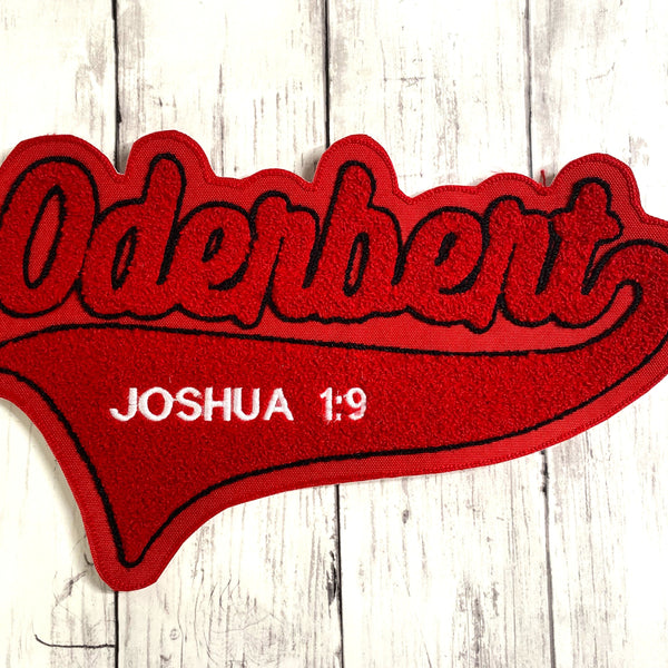 Chenille Name Letterman Jacket Patch with Tail