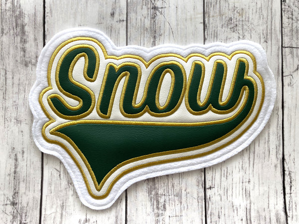 Vinyl Name Letterman Jacket Patch in With Large Tail