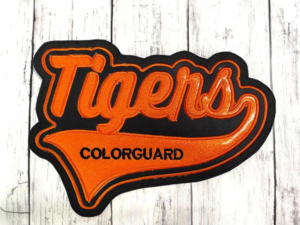 Vinyl Name Letterman Jacket Patch in With Large Tail