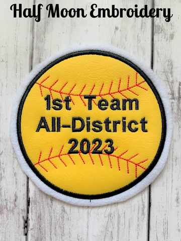 Vinyl Softball Letterman Jacket Patch