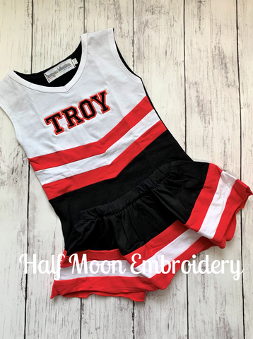 Personalized Red Black and White Cheer Uniform