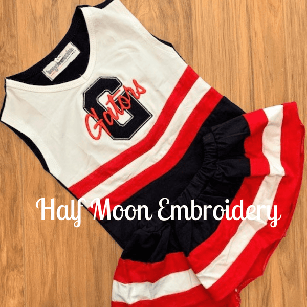 Personalized Navy, Red & White Cheer Uniform