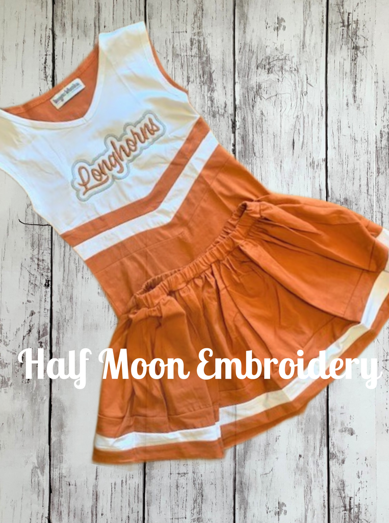 Half Moon Embroidery - Personalized Red, Black and White Cheer Uniform