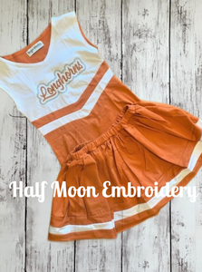 Personalized Burnt Orange & White Cheer Uniform