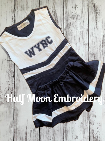 Personalized navy & white cheer uniform