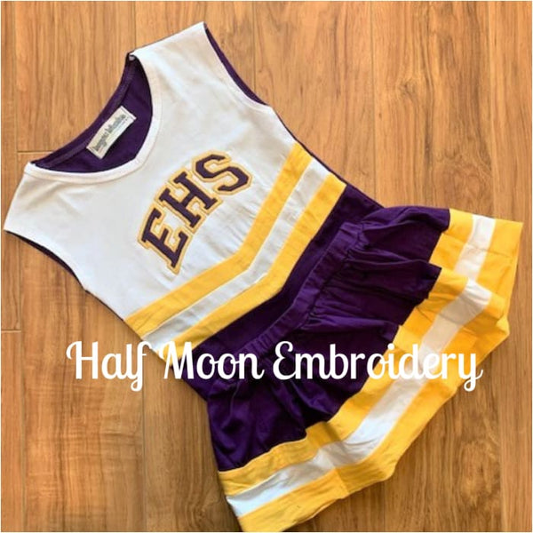 Personalized Purple, Gold & White Cheer Uniform