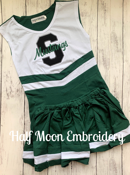 Personalized Green & White Cheer Uniform