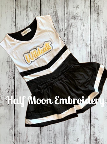 Personalized black & white cheer uniform