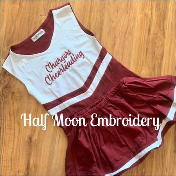 Personalized Maroon and White Cheer Uniform