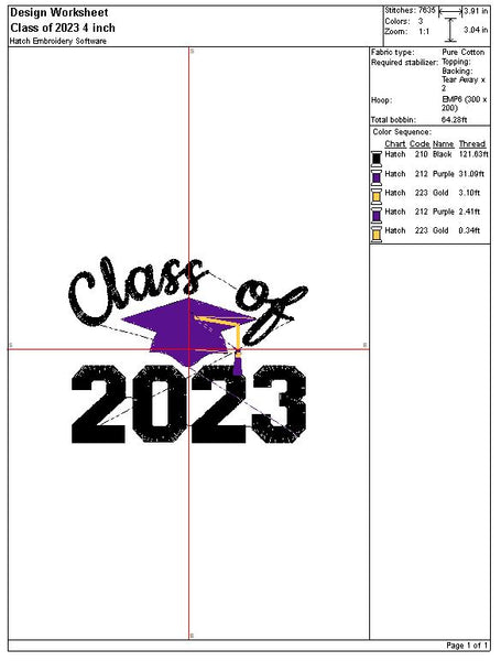 Class of 2023 Embroidery Design
