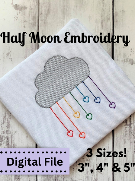 Raincloud Rainbow Embroidery Design