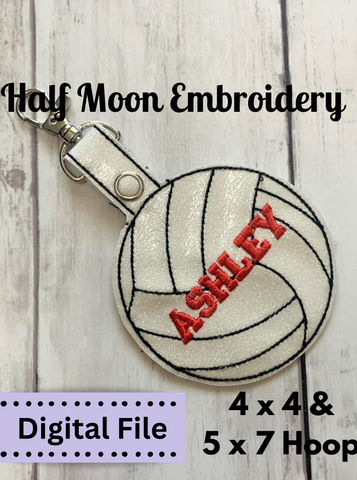 ITH Volleyball Snap Tab Embroidery Design