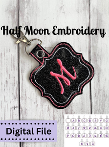 ITH Monogram snap tab embroidery design