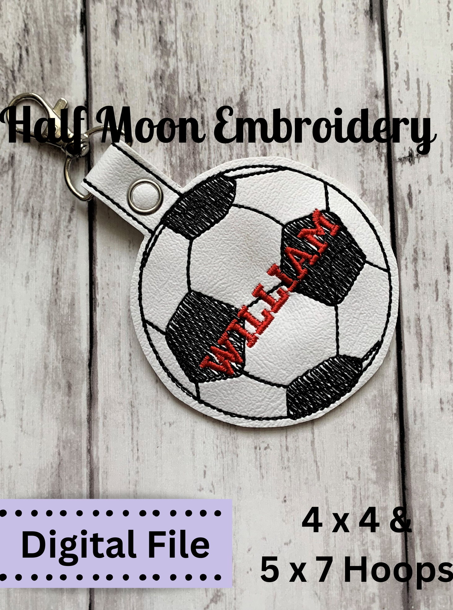 ITH Soccer Ball Snap Tab Embroidery Design