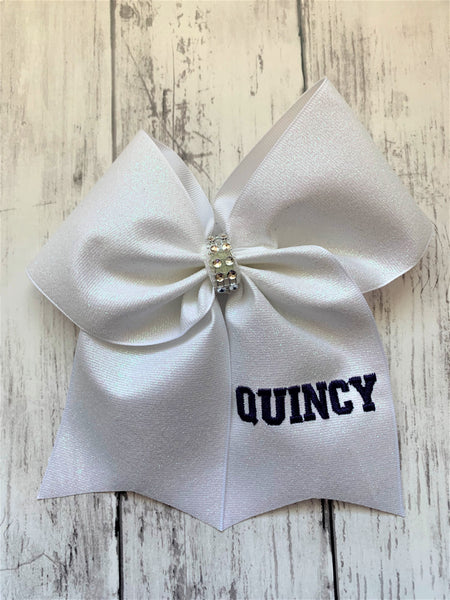 White Glitter Cheer Bow