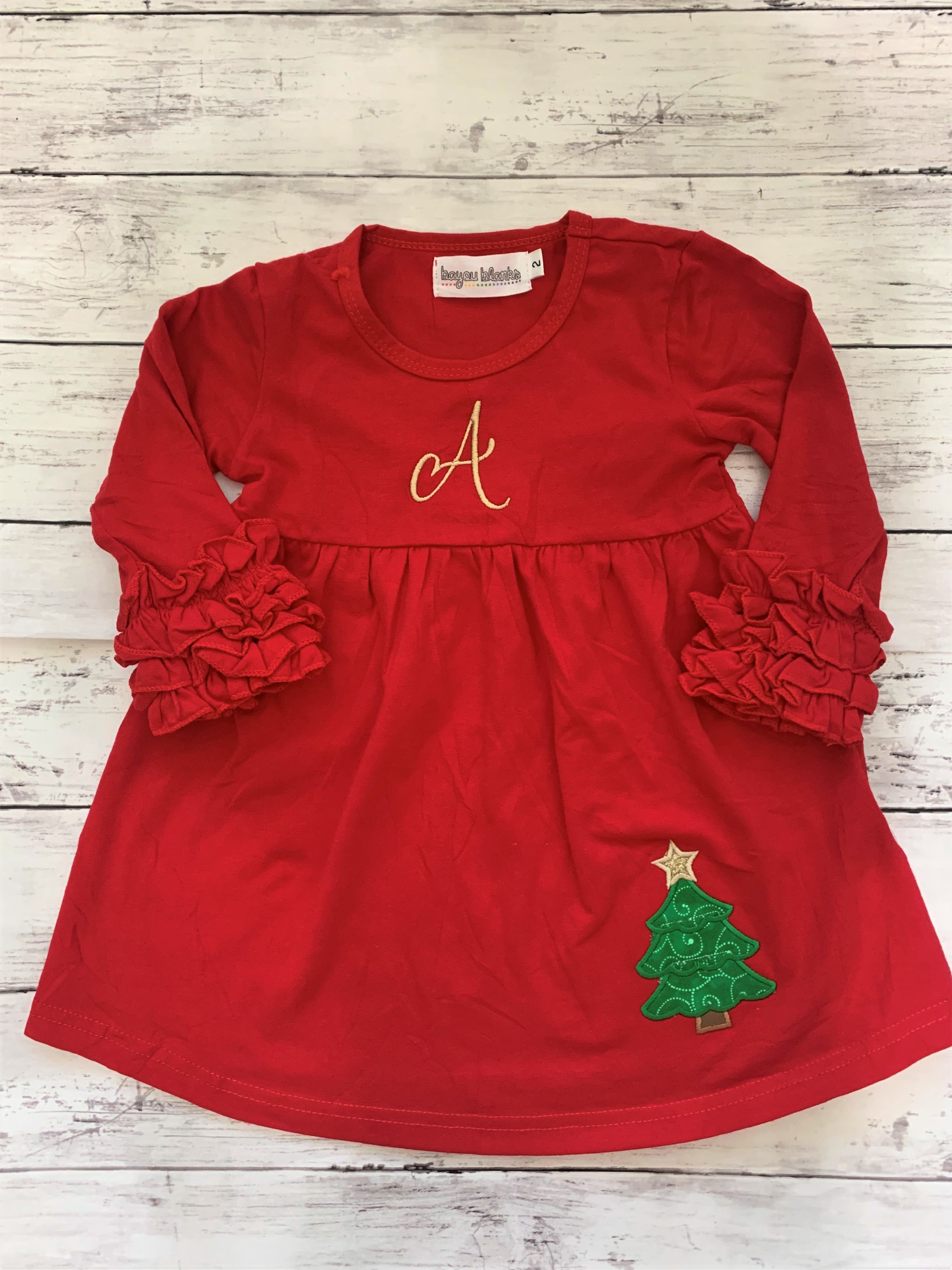 Personalized Christmas Dress for Girls | Personalized Girls Christmas Dress Half Moon Embroidery Personalized Christmas Dress for Girls | Personalized Girls Christmas Dress Half Moon Embroidery