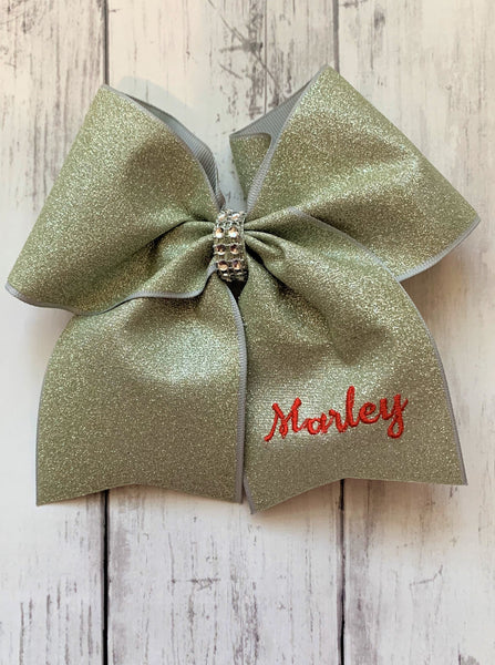 Silver Glitter Cheer Bow