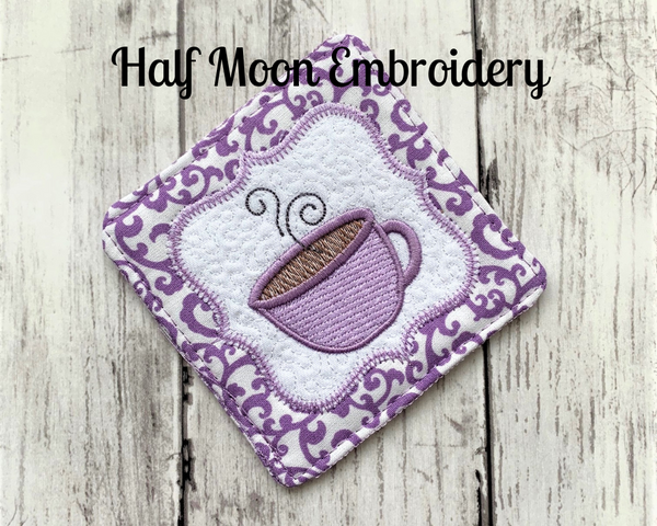 ITH Mug Rug Embroidery Design 4  x 4 